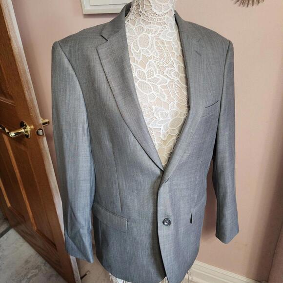gray Caravelli Blazer Sport Coat Mens 40R Gray Double Vented Viscose Blend WWW18 - Picture 7 of 16